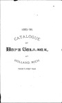 1885-1886. Catalog. by Hope College