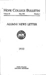 1922. V60.01. May Bulletin. by Hope College