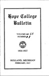 1927. V65.01. Februrary Bulletin. by Hope College