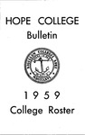 1959. Bulletin and College Roster. by Hope College