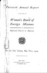 30th Annual Report of the Woman's Board of Foreign Missions by Reformed Church in America