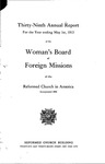 39th Annual Report of the Woman's Board of Foreign Missions by Reformed Church in America