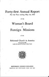 41st Annual Report of the Woman's Board of Foreign Missions by Reformed Church in America