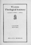 Western Theological Seminary Catalog: 1922-1923