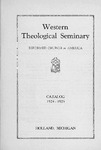 Western Theological Seminary Catalog: 1924-1925